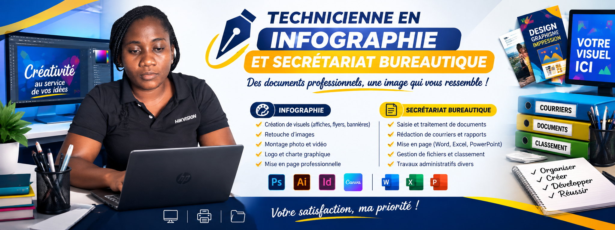 BESOIN D’UNE PROFESSIONNELLE EN INFOGRAPHIE ET SECRÉTARIAT BUREAUTIQUE ?